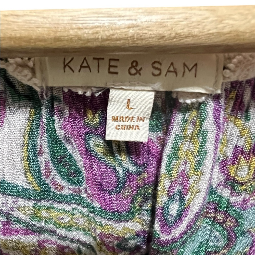 Kate and Sam Size L Boho Cottagecore Fairy Flowy Smocked Paisley Midi Dress - Picture 6 of 10